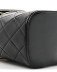 Lambskin Quilted Trendy Vanity Case Black