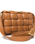 Nappa Maxi Intreccio Padded Cassette Crossbody Bag Caramel