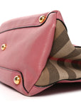Grainy Calfskin House Check Medium Banner Tote Mauve Pink