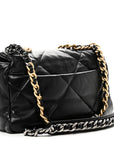 Goatskin Quilted Medium CHNL 19 Flap Black