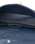 Caviar Quilted Small Double Flap Blue