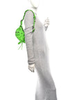 Extra Supple Calfskin Crocodile Embossed Le Cagole Shoulder Bag XS Acid Green