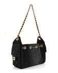 Washed Denim Quilted Mini CHNL 25 Handbag Black