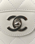 Caviar Quilted Medium Double Flap White
