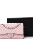 Caviar Quilted Medium Double Flap Light Pink