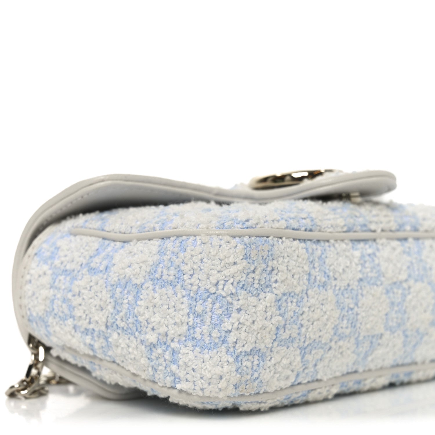 Sponge Boucle Matelasse Mini GG Marmont Shoulder Bag White Light Blue Grey