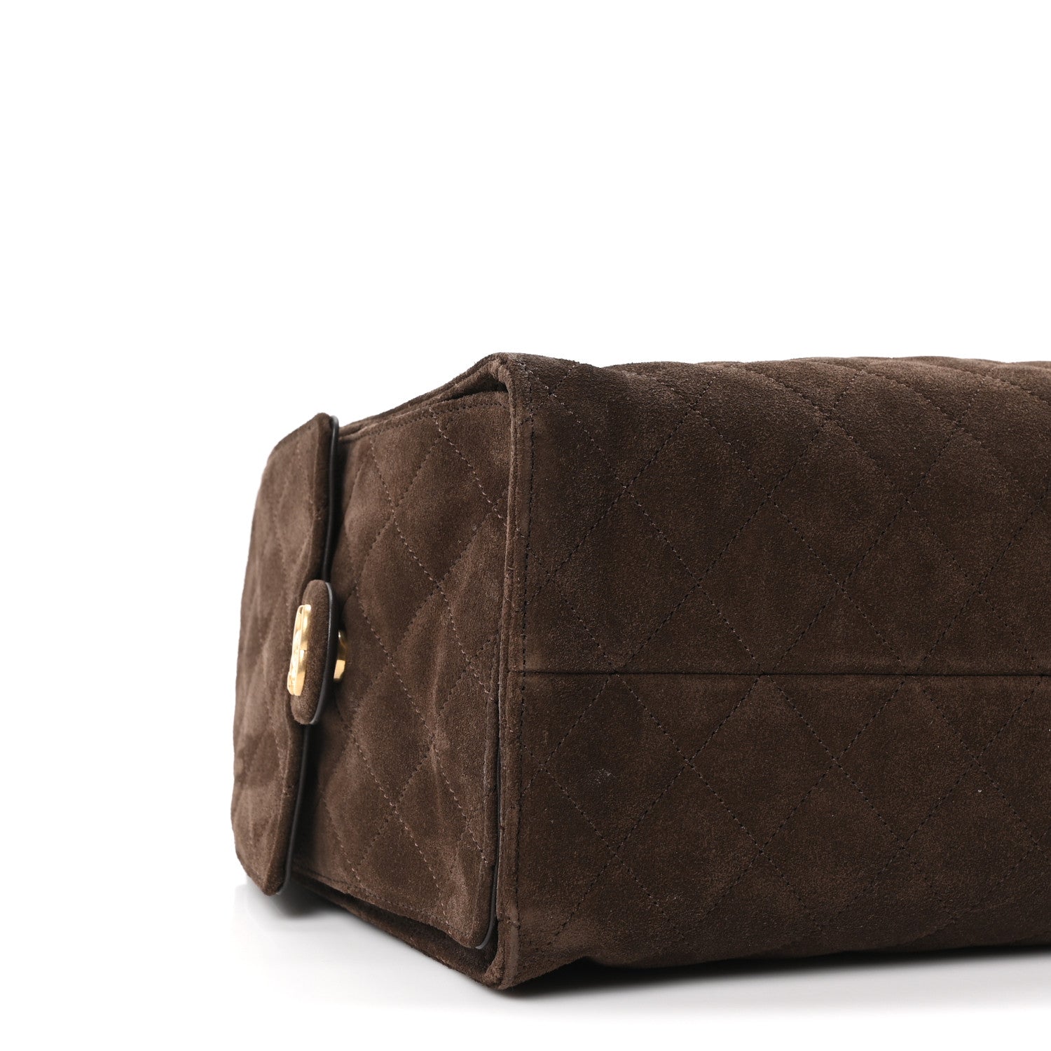 Suede Quilted Medium CHNL 25 Handbag Dark Brown
