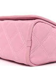 Grained Calfskin Quilted Double Stitched Small The Status Shoulder Bag Pink