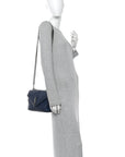 Sheepskin Matelasse Chevron Monogram Medium College Bag Navy