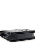 Calfskin Double Stitch Large Boy Flap Navy Blue