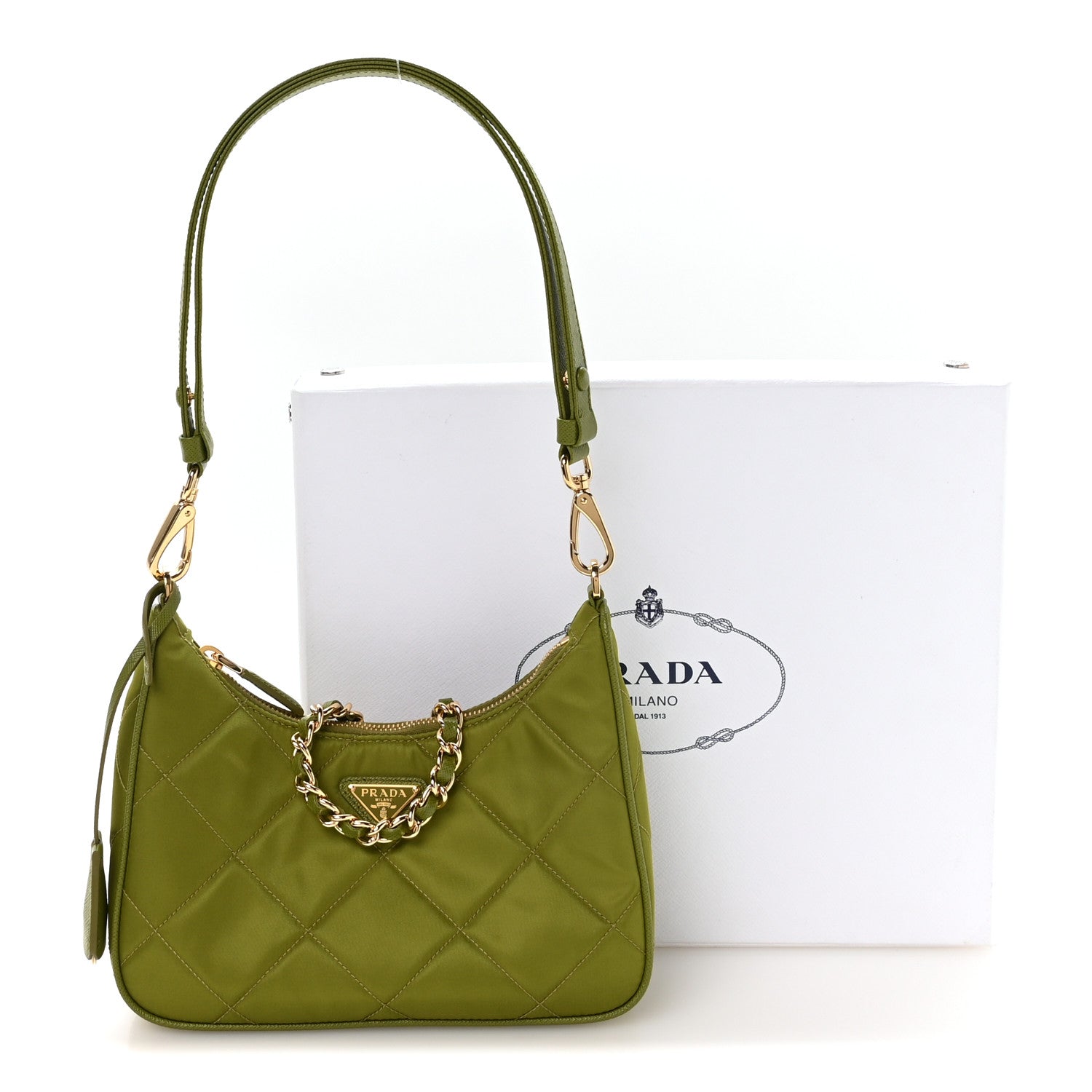 Re-Nylon Saffiano Stitched Mini Re-Edition 1995 Chaine Shoulder Bag Edera