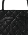 Caviar Quilted Medallion Tote Black