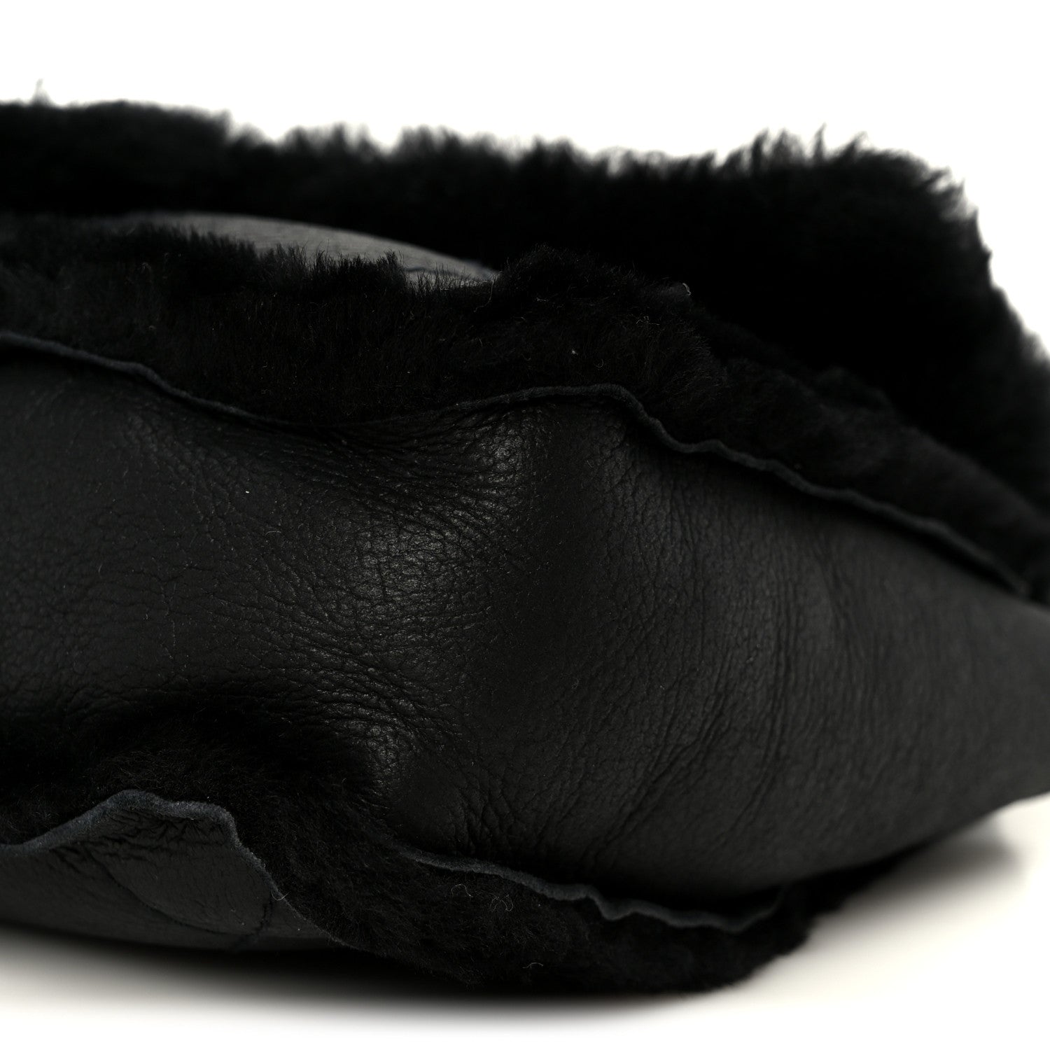 Shearling Quilted Medium Single Flap Black