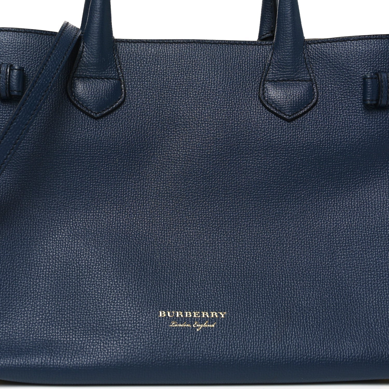 Derby Calfskin House Check Medium Banner Tote Ink Blue