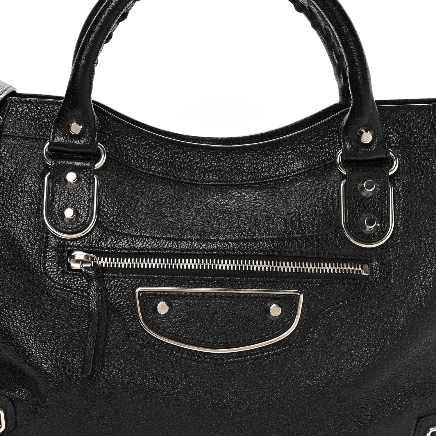 Chevre Silver Metallic Edge Hardware City Black