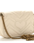 Calfskin Matelasse Super Mini GG Marmont Shoulder Bag White