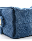 Washed Denim Quilted Mini CHNL 25 Handbag Blue