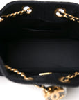 Washed Denim Quilted Mini CHNL 25 Handbag Black