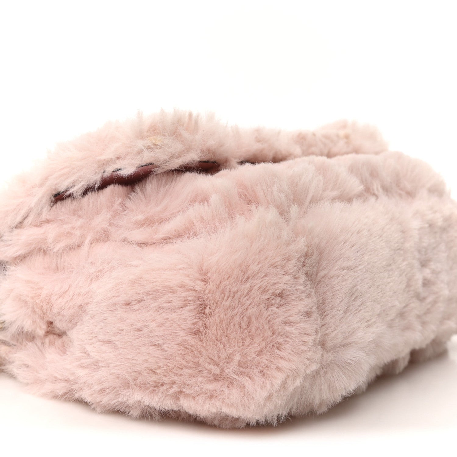 Faux Fur Quilted Virtus V Mini Chain Flap Shoulder Bag English Rose