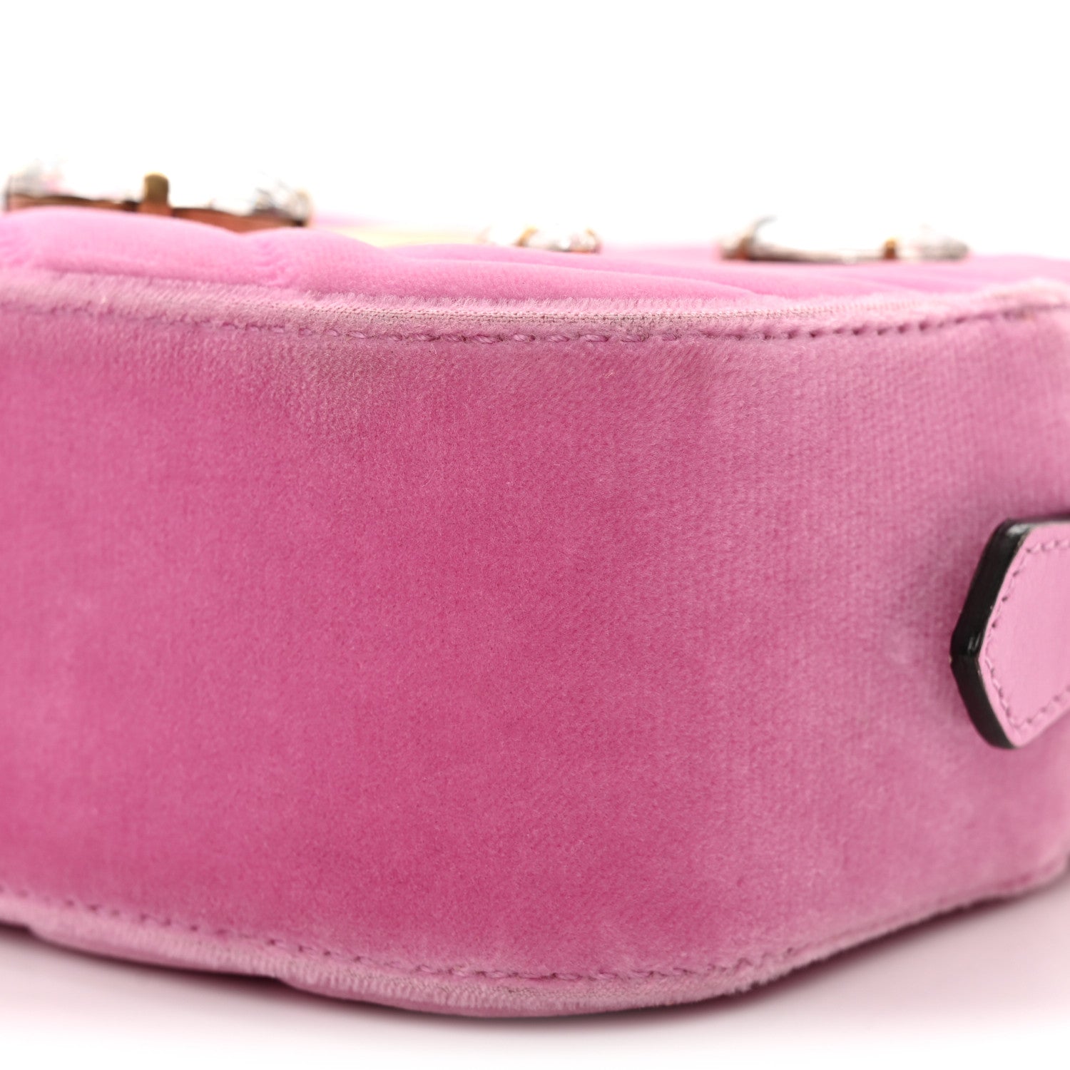 Velvet Matelasse Marquise Crystals Mini GG Marmont Chain Shoulder Bag Malva