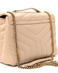 Calfskin Y Quilted Monogram Small Loulou Chain Satchel Dark Beige