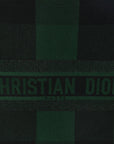 Canvas Embroidered Large Checkered Book Tote Black Green