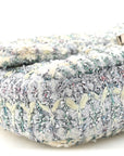Tweed Quilted Mini Rectangular Flap Light Green Silver White
