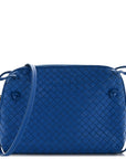 Nappa Intrecciato Double Compartment Crossbody Bag Atlantic Blue