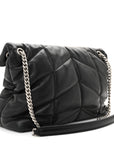 Lambskin Quilted Medium Loulou Puffer Monogram Chain Satchel Black