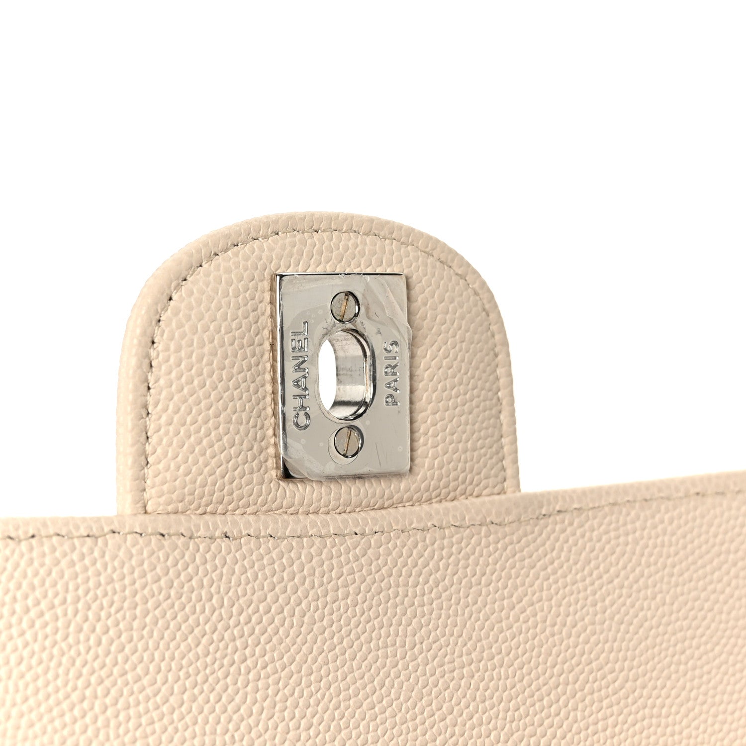 Caviar Quilted Mini Rectangular Flap Light Beige