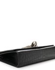 Calfskin Crocodile Embossed Medium Classic Monogram Kate Tassel Satchel Black