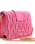 Metallic Nappa Matelasse Crystal Embellished Lady Crossbody Pink