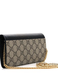 Dollar Calfskin GG Supreme Monogram Petite GG Marmont Wallet Chain Bag Black Beige Ebony