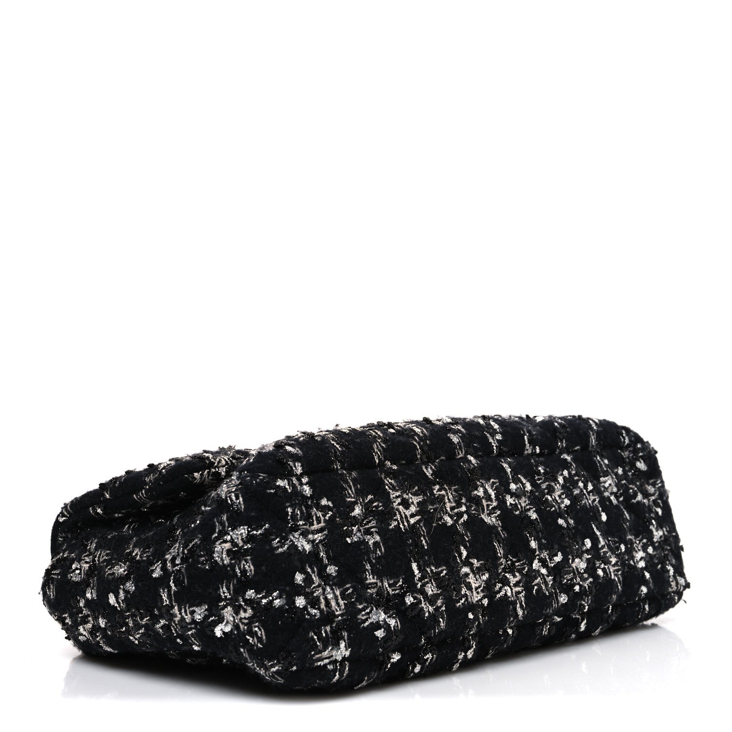 Tweed Quilted Large CHNL 19 Flap Black Silver Ecru