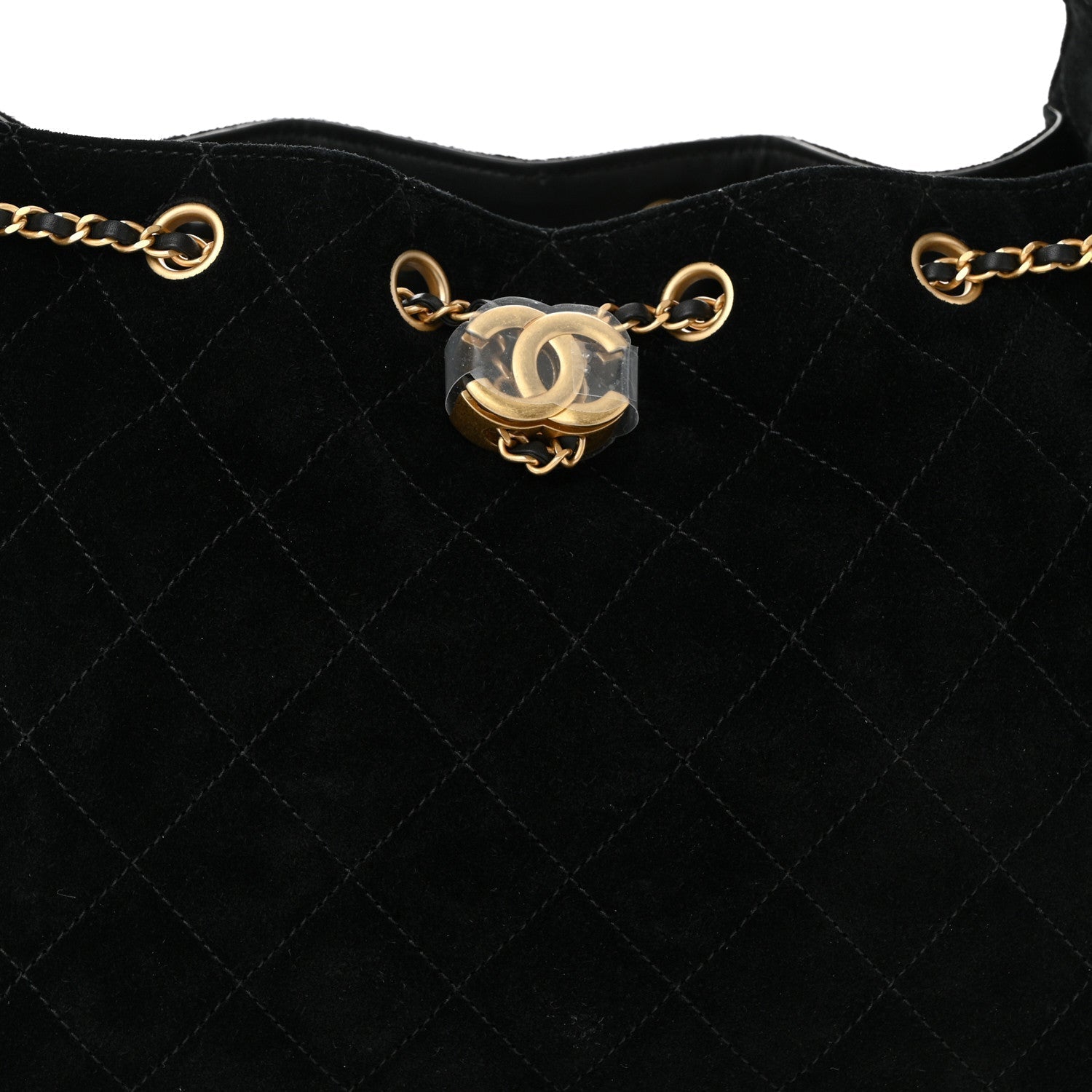 Suede Quilted Small CHNL 25 Handbag Black