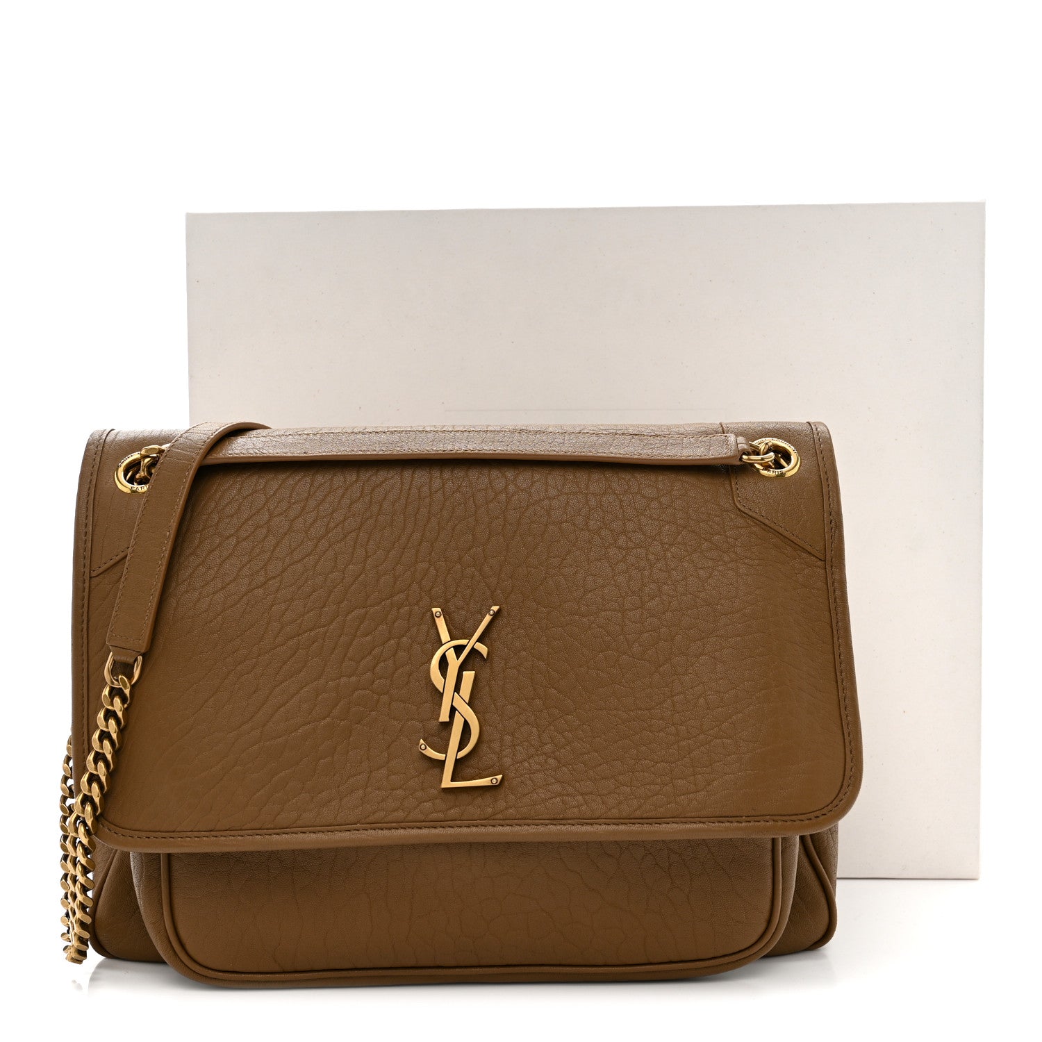Grained Lambskin Monogram Large Niki Chain Satchel Dark Cork