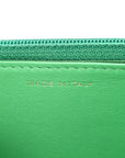 Shiny Goatskin Quilted CHNL 19 Wallet On Chain WOC Green