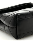 Calfskin Y Quilted Monogram Monochrome Toy Loulou Crossbody Bag Black