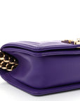 Calfskin Quilted Small Boy Flap Purple