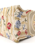 Canvas Embroidered Medium Hibiscus Book Tote Beige Multicolor