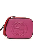 Dollar Calfskin Bi-Color Small Soho Disco Bag New Rosette Hibiscus Red
