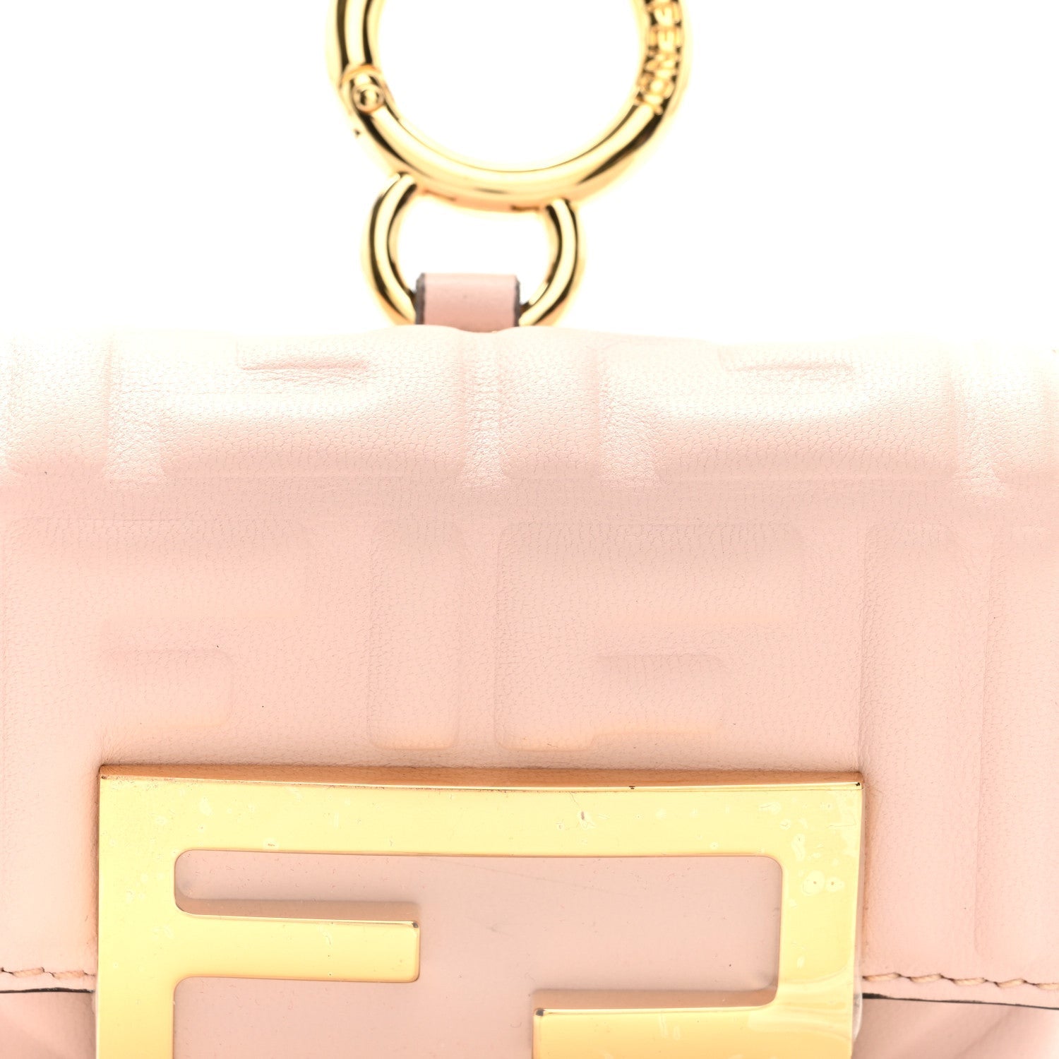 Nappa Matisse FF Embossed Nano Maxi Buckle Baguette Charm Rosa Quarzo