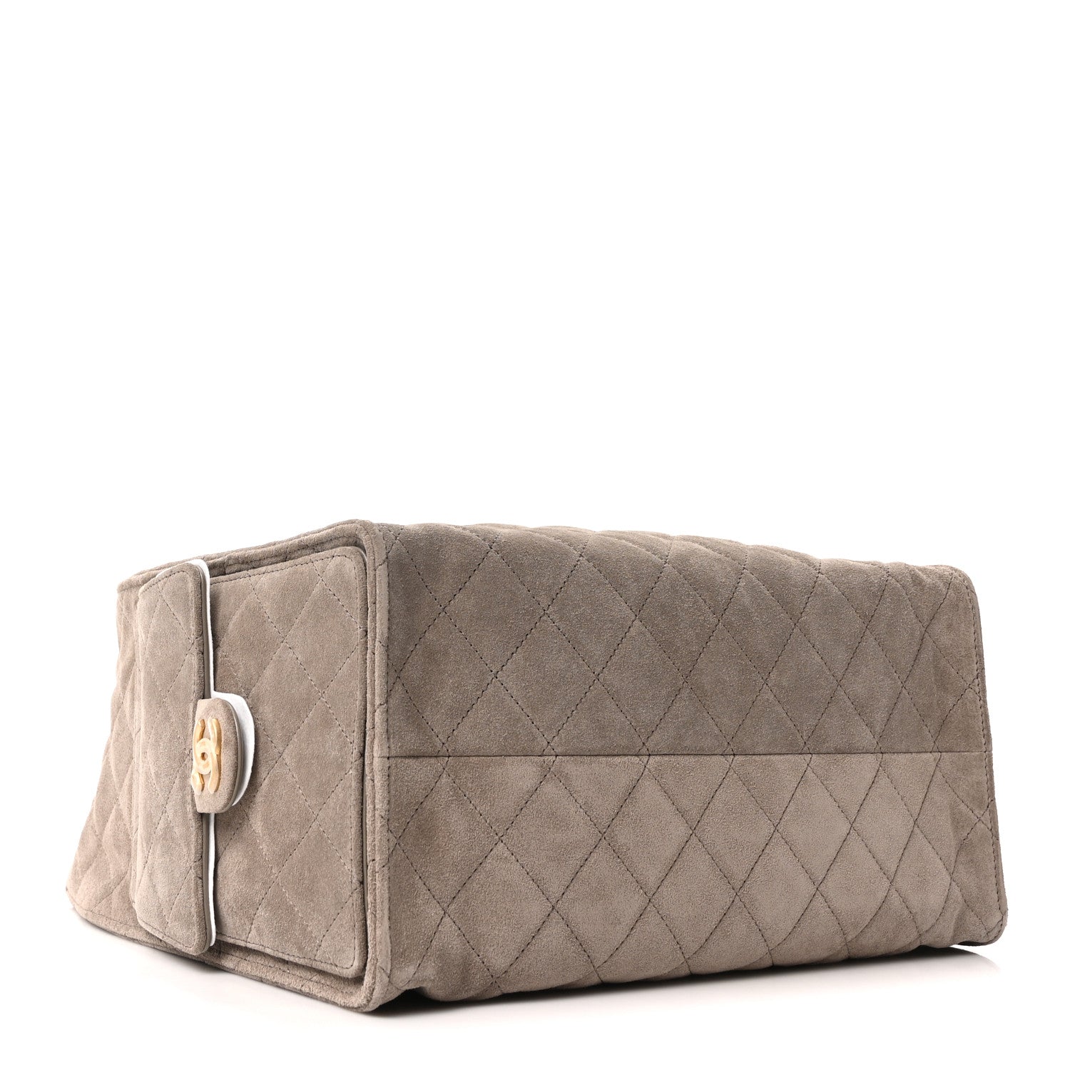 Suede Quilted Medium CHNL 25 Handbag Dark Grey