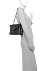 Calfskin Y Quilted Monogram Small Loulou Chain Satchel Black