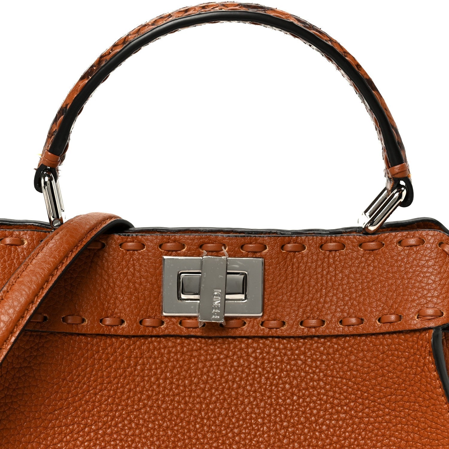 Cuoio Romano Snakeskin Selleria Mini Peekaboo Iconic Satchel Cappuccino