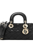 Lambskin Cannage Small Lady D-Joy Black