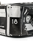 Lambskin Graffiti Printed Medium Double Flap Black Silver