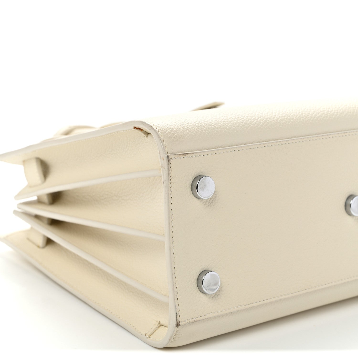 Grained Calfskin Baby Sac De Jour White