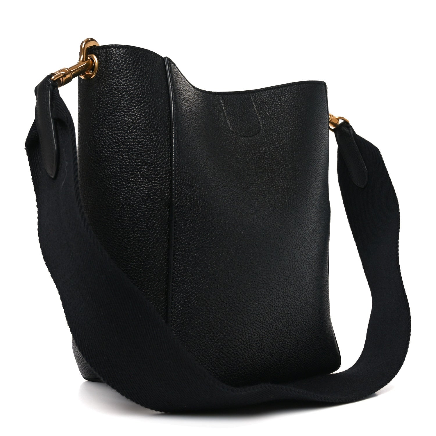 Soft Grained Calfskin Small Sangle Bucket Bag Black