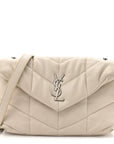 Lambskin Quilted Toy Loulou Puffer Monogram Chain Satchel Crema Soft
